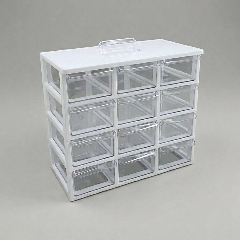 فایل کشویی 12 کشو کیان تکنیک رنگ سفید ابعاد 16*32*29 سانتی متر