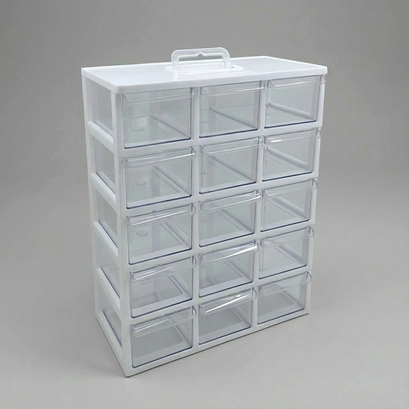 فایل کشویی 15 خانه کیان تکنیک رنگ سفید ابعاد 16*32*35 سانتی متر