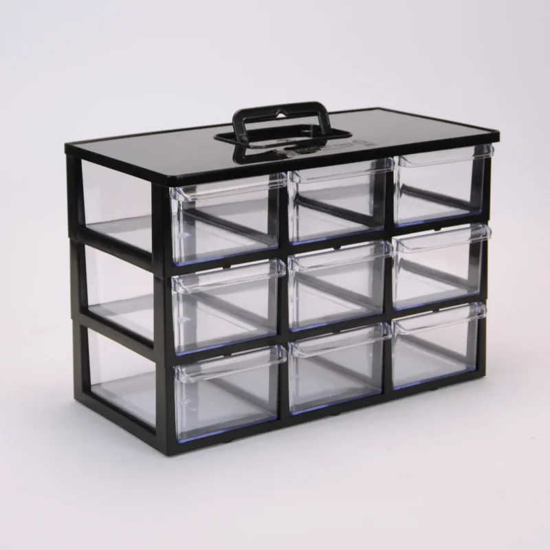 1 جعبه قطعات بزرگ 9 کشو (3 طبقه) رنگ مشکی | کیان تکنیک