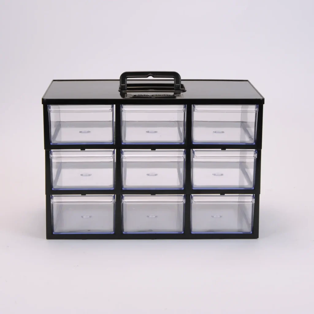 جعبه قطعات کشو بزرگ 12 کشو (4 طبقه) رنگ مشکی | کیان تکنیک