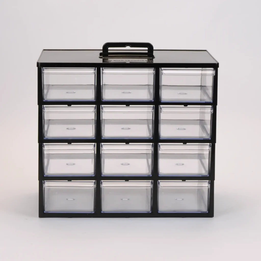 جعبه قطعات بزرگ 12 کشو (4 طبقه) رنگ مشکی