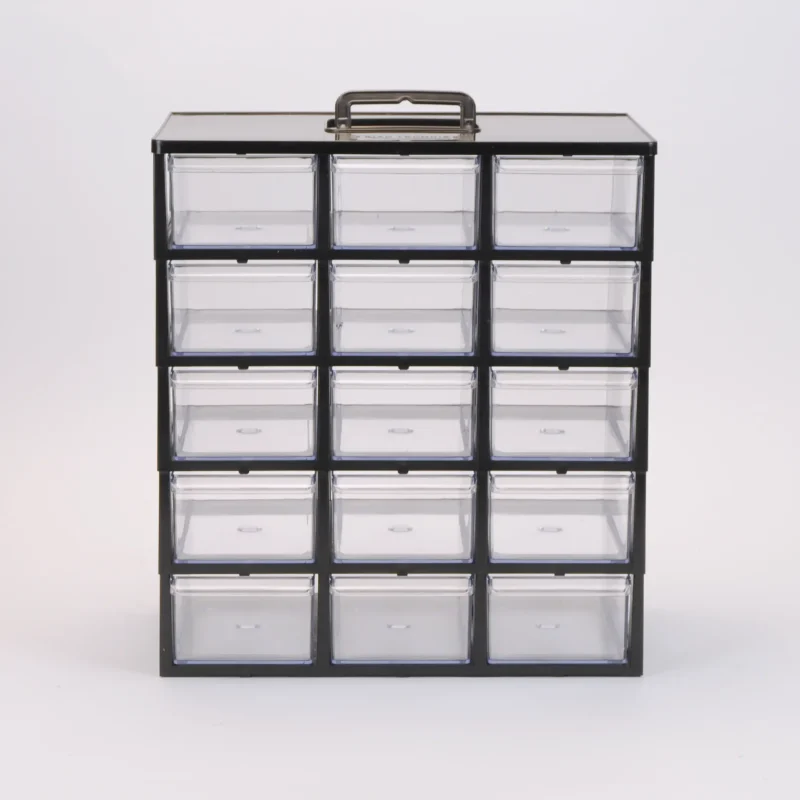 جعبه قطعات کشویی 15کشو (5 طبقه) رنگ مشکی | کیان تکنیک