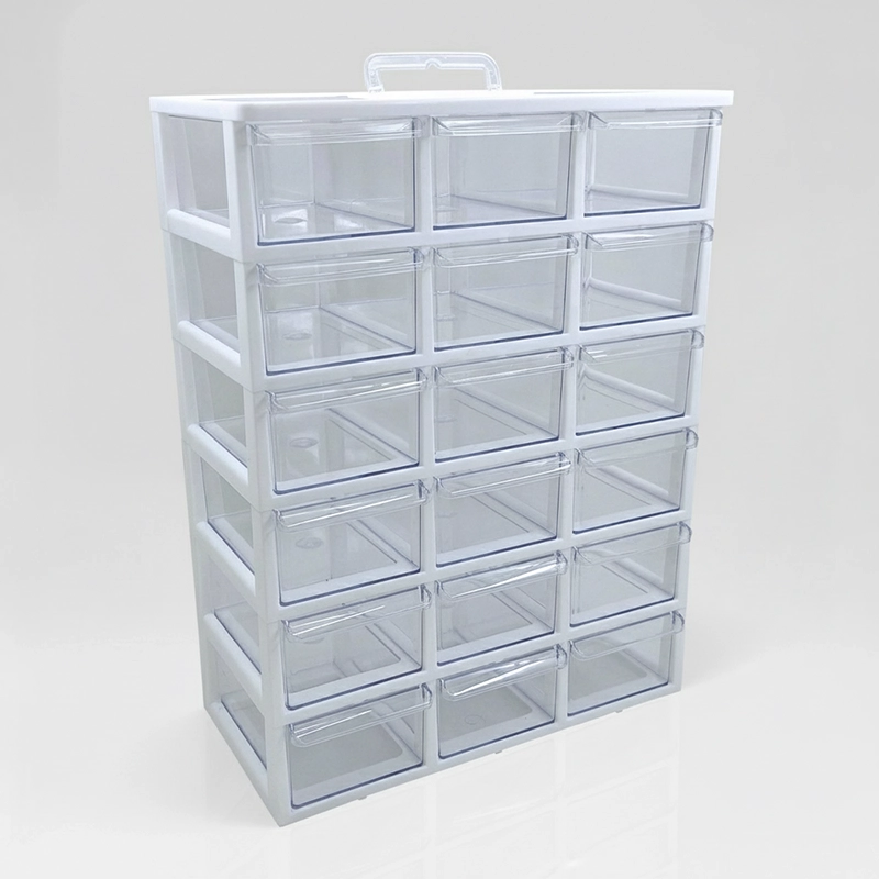 فایل کشویی 18 خانه کیان تکنیک رنگ سفید ابعاد 16*32*43 سانتی متر